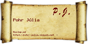 Pohr Júlia névjegykártya
