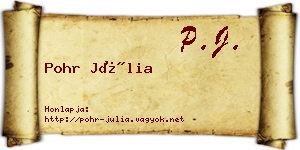 Pohr Júlia névjegykártya